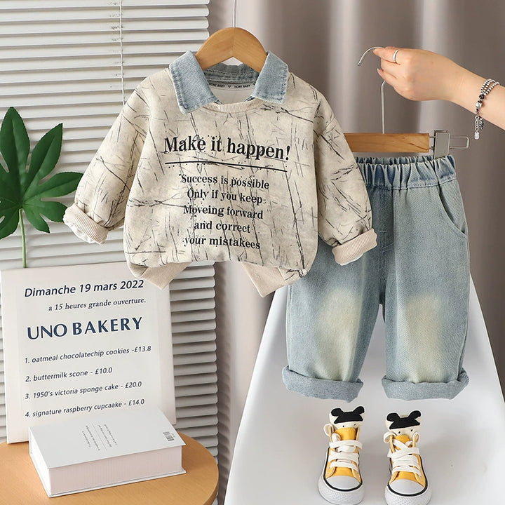 Boys Imported 2 Piece Co-Ord Set With Detachable Collar [BT-6276] [1 - 5Years]