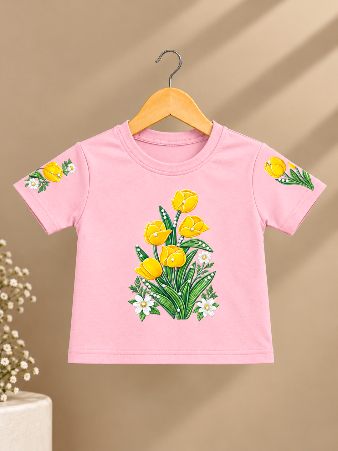 Girls Flower Printed Pink Top [GT-R-6510] [4-12 year]
