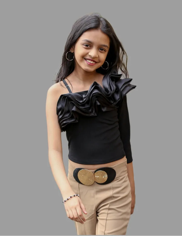 Girls Beige Designer Belt Palazzo[GJ-953][5-13 Y]