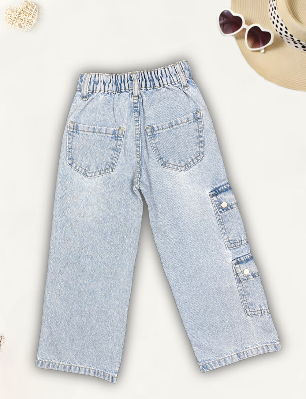 Girls Straight Fit Cargo Jeans[GJ-870] (4-12Years)