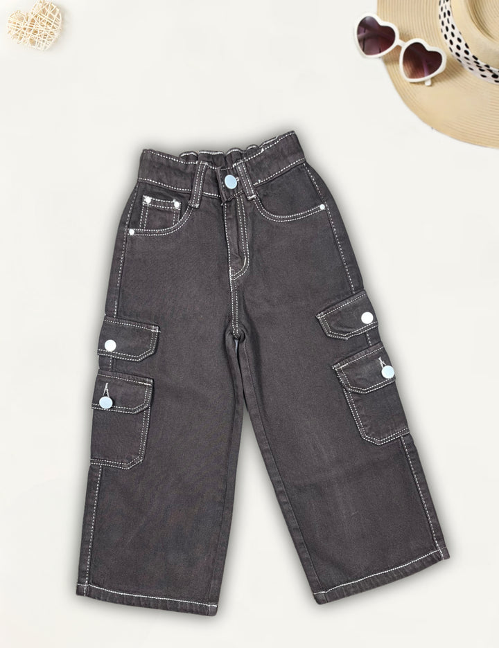 Girls Coffee Outstitch Cargo Jeans  [GJ-868] (9Months-14Years)