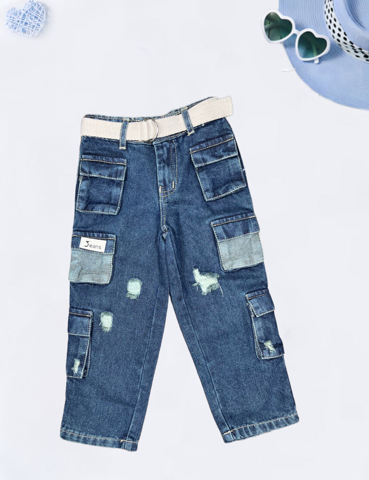 Girls Funky Cargo Jeans  [GJ-957] (1-12Years)