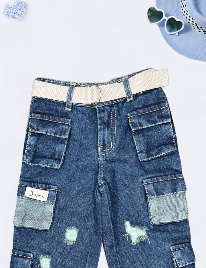 Girls Funky Cargo Jeans  [GJ-957] (1-12Years)