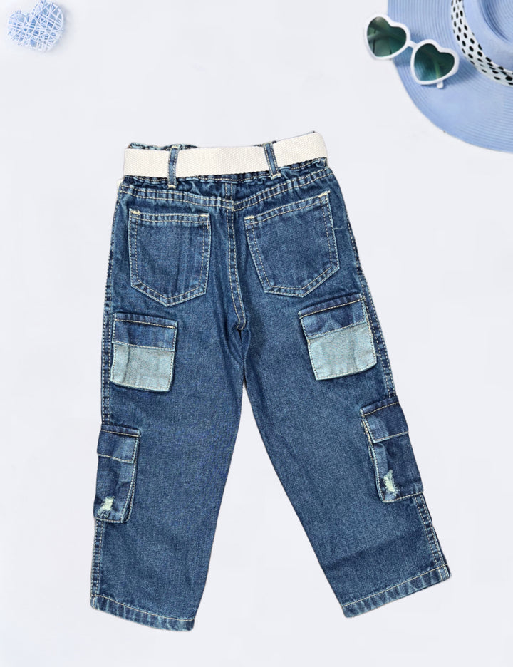 Girls Funky Cargo Jeans  [GJ-957] (1-12Years)