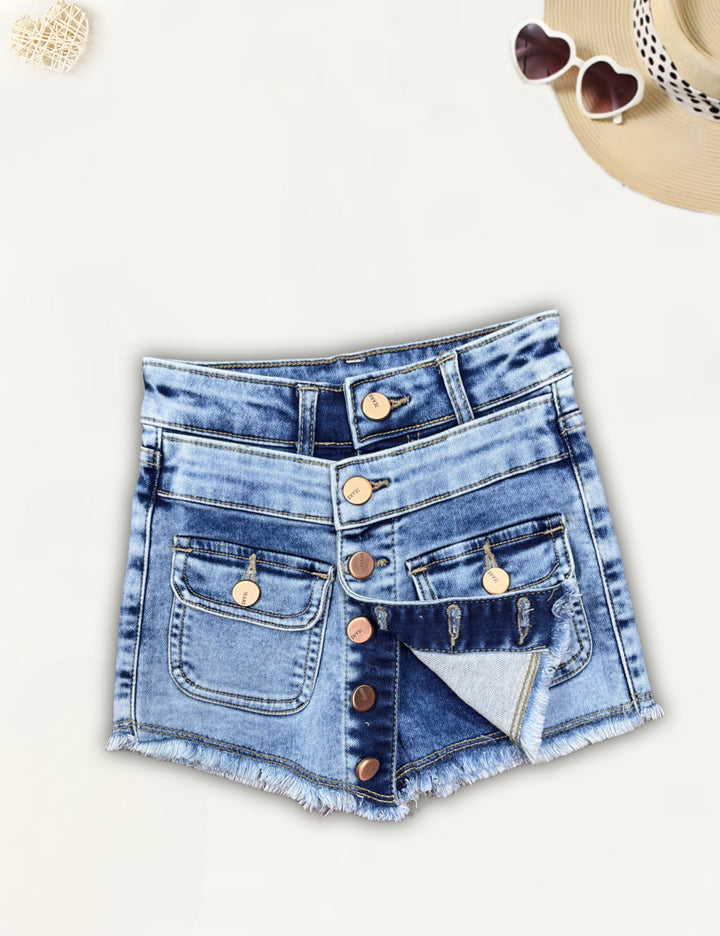 Girls Fancy Denim Skorts [GS-981] [1-12Years]