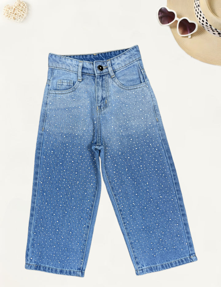 Girl's Embellished Wide Leg Jeans  [GJ-996] (4-12Years)