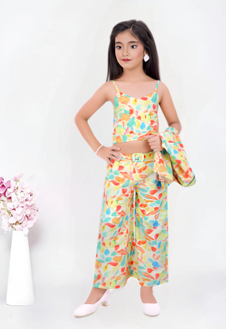 Girl's Three Piece Printed Co-Ord  Set [GCS-2318](4-12Years)