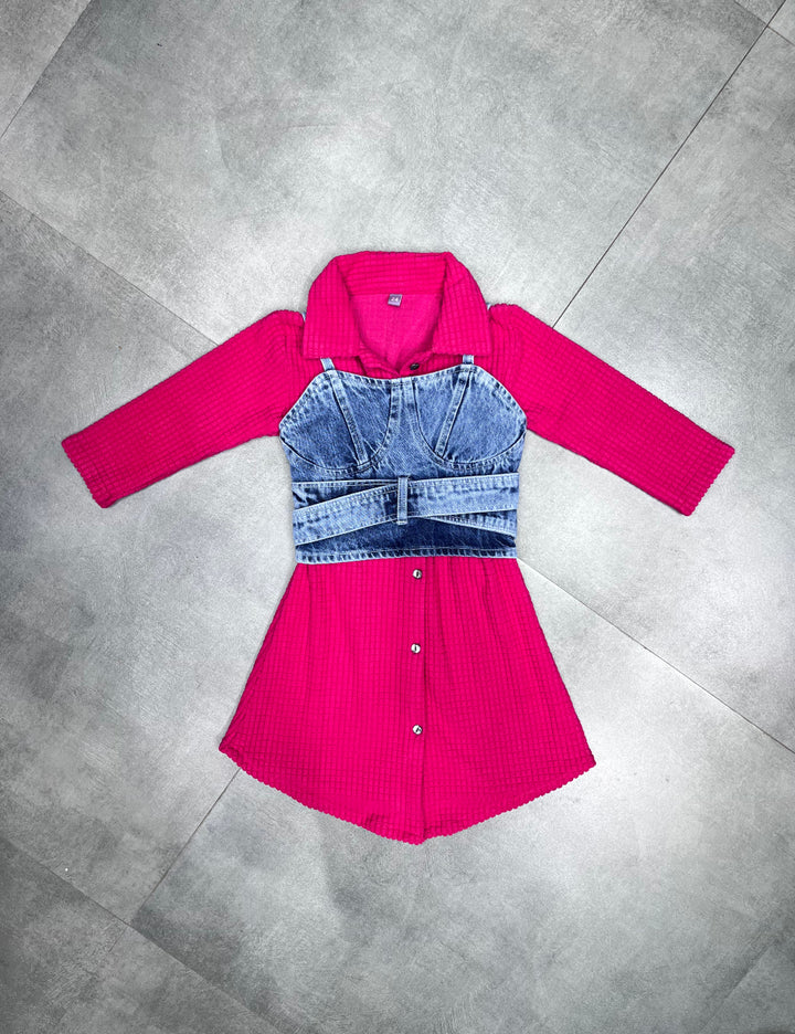 Girl's Hot Pink Imported One-piece [GD-4886](4-12 Years )