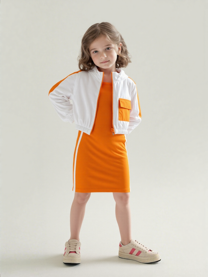 Girls Bodycon Dress With Zipper [GT-3872] (3-12 Years)