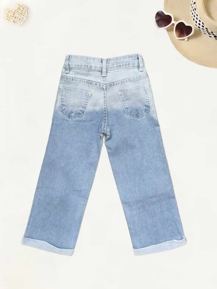 Girl's Double Shaded  Straight  Jeans  [GJ-918] (4-12Years)