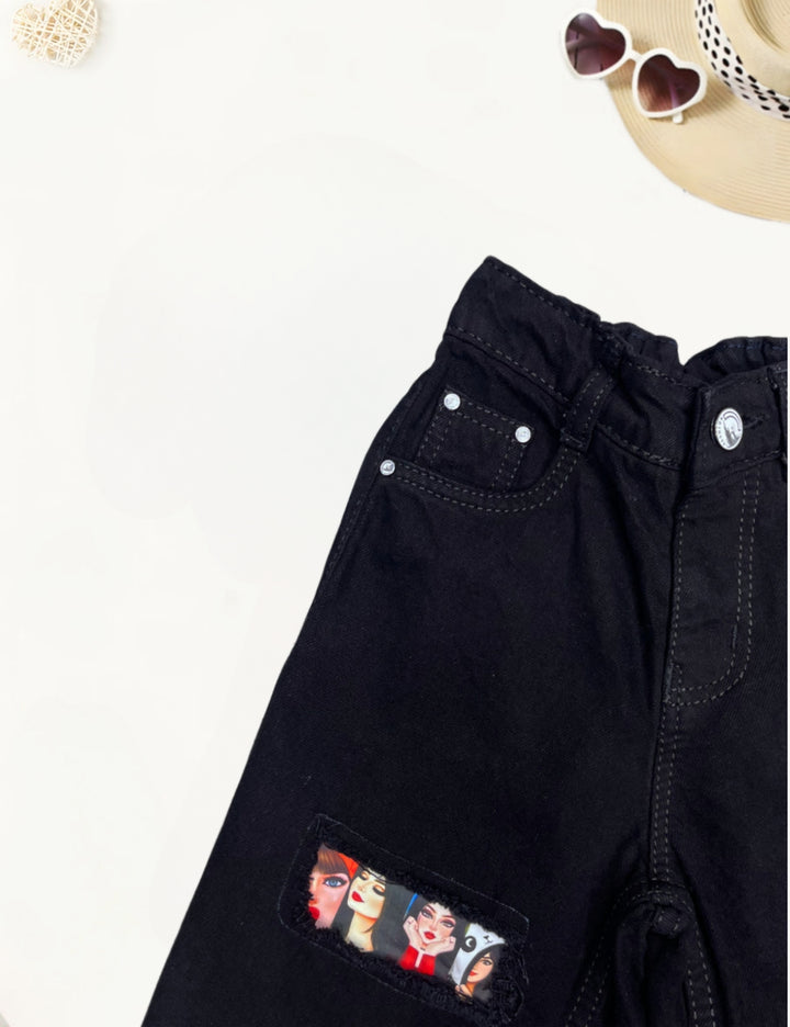 Girls Black Wide Leg Jeans [GJ-922] (3-12Years)