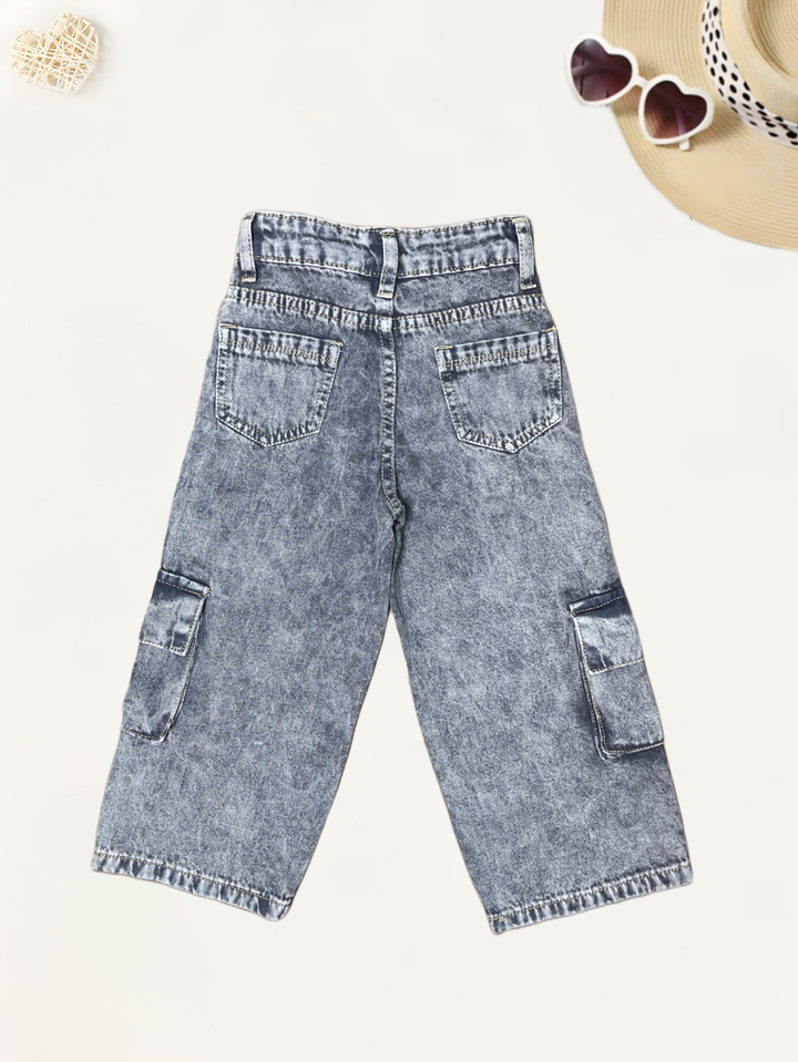 Girls 8 Pocket Wide Leg Jeans [GJ-905] (4-12Years)