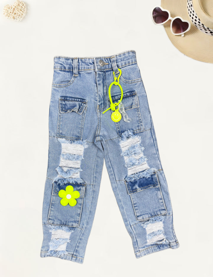 Girls Distressed Straight Fit Jeans [GJ-941] (4-14Years)