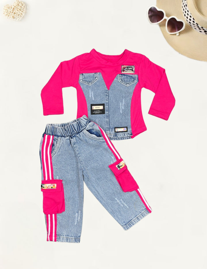 Girl's Denim Funky Co-Ord Set Set [GCS-9933] (9 Months-12Years)