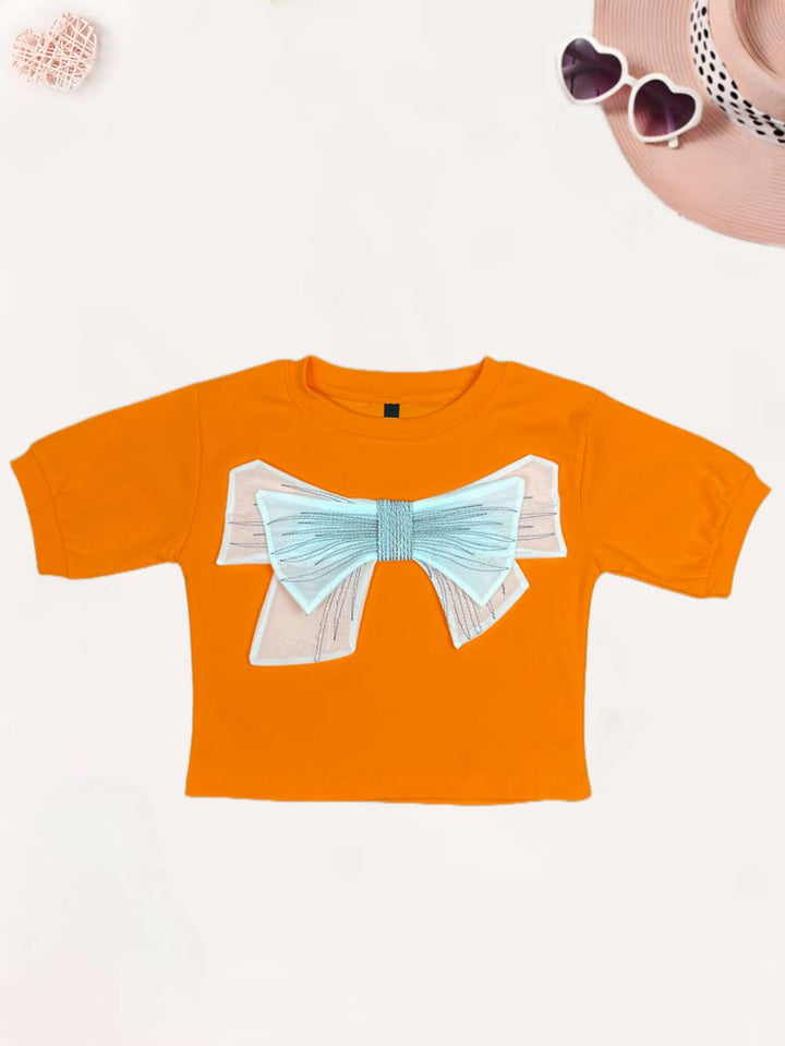Girl's Orange Bow Co-Ord  Set [GCS-9924](1-12 Years)