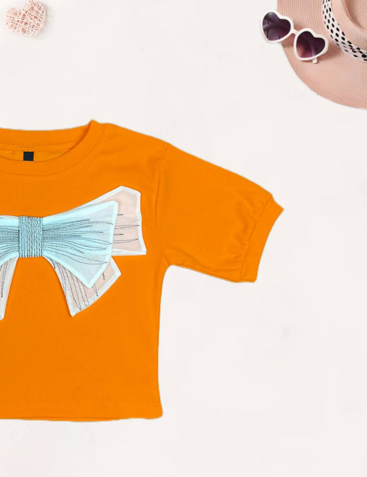 Girl's Orange Bow Co-Ord  Set [GCS-9924](1-12 Years)