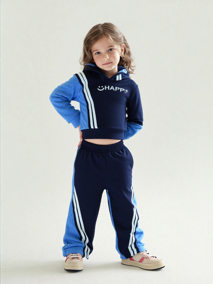 Girl's Black Hoodie Co-Ord Set [GCS-9896] (4-12Years)