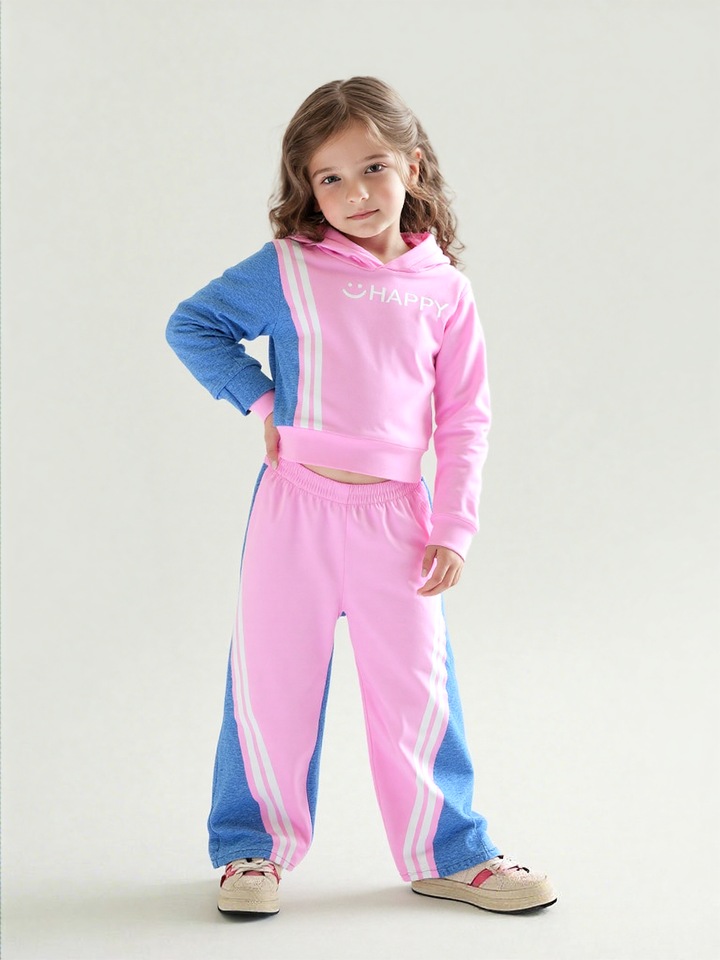 Girl's Baby Pink Hoodie Co-Ord Set [GCS-9892] (4-12Years)