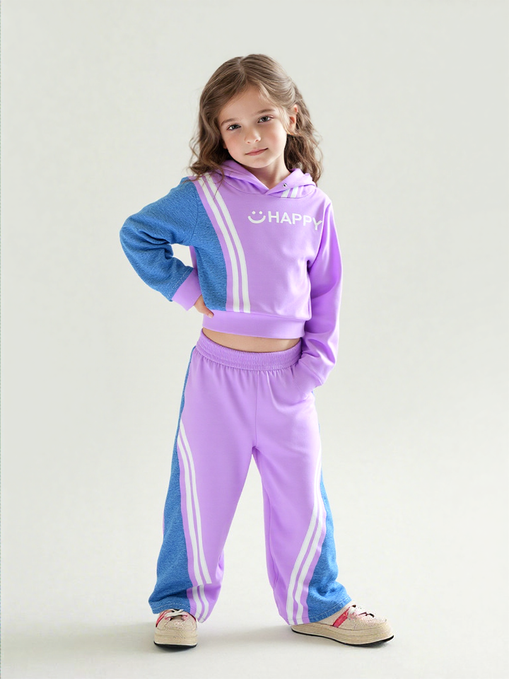Girl's Lavender Hoodie Co-Ord Set [GCS-9895] (4-12Years)