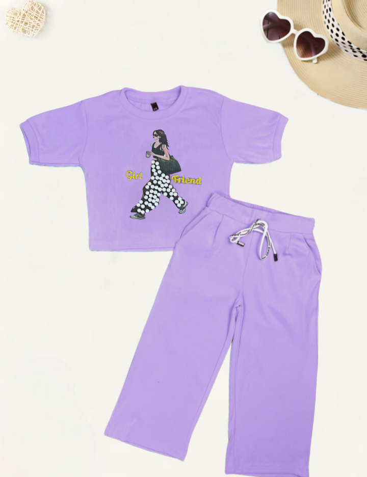 Girl's Lavender Pearl Causal Co-Ord  Set [GCS-9647](1-12 Years)