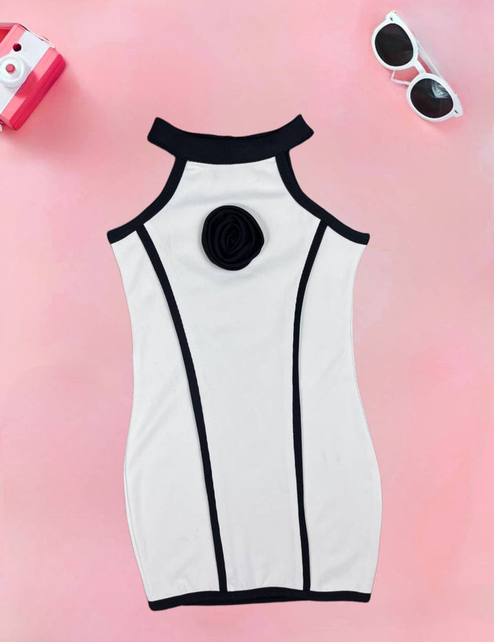 Girls White Bodycon Flower One-piece [GD-8071] (2-11 Years)