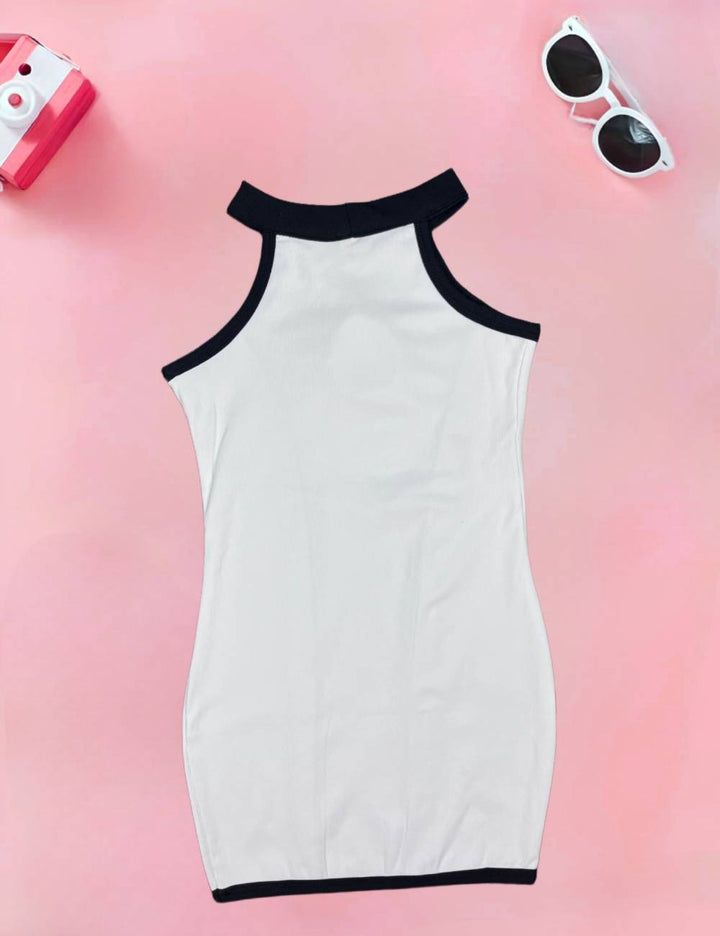 Girls White Bodycon Flower One-piece [GD-8071] (2-11 Years)