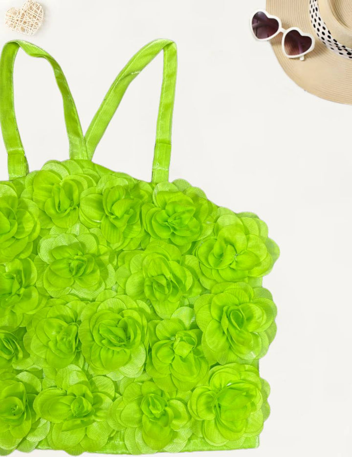 Girl's Neon Green Imported Co-Ord  Set [GCS-8047](1-8 Years)