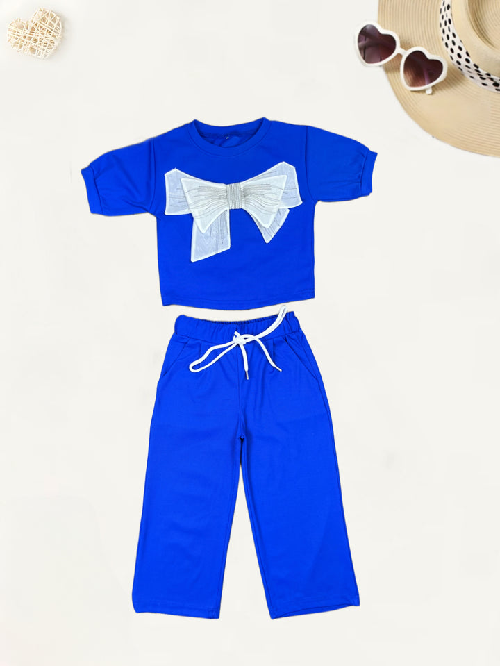 Girl's Royal Blue Bow Co-Ord  Set [GCS-7087](4-12 Years)