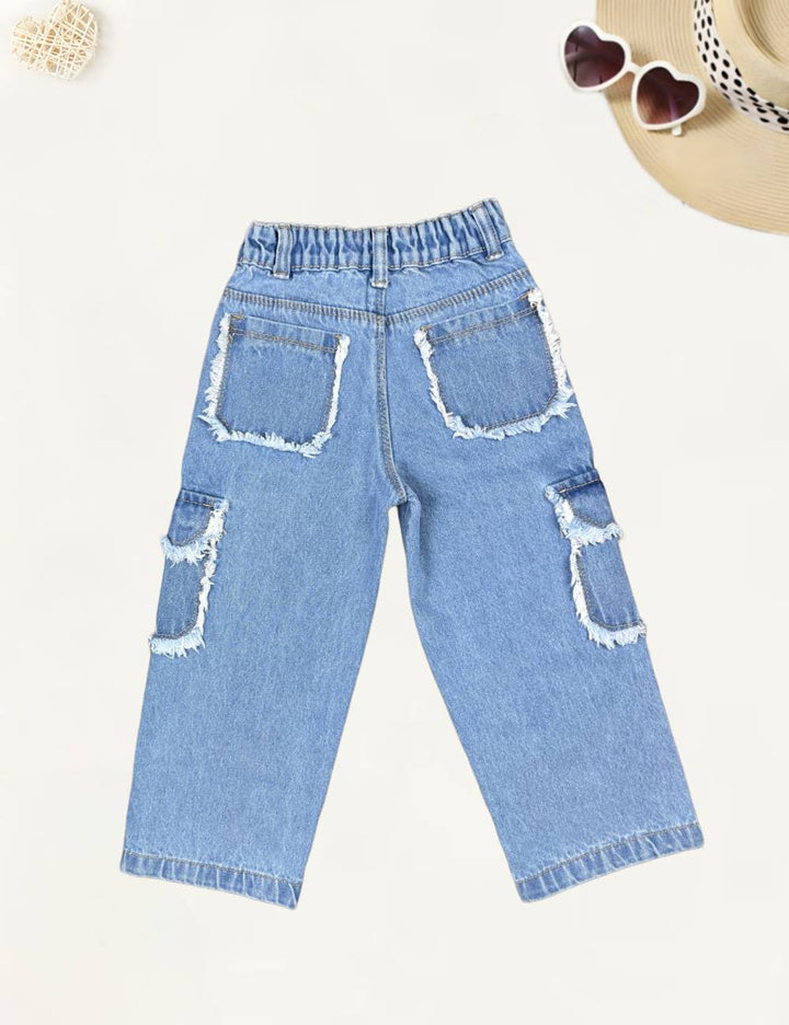 Girls Cargo Straight Fit Jeans [GJ-908] (1-12Years)