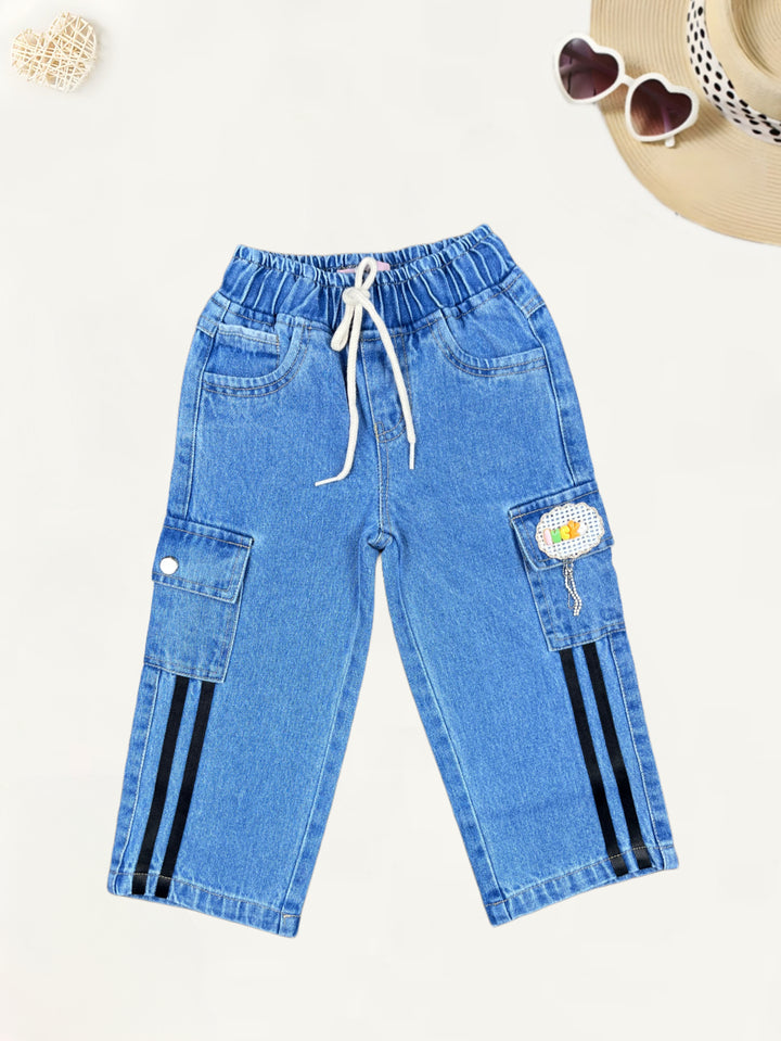 Girls Straight Fit Cargo Jeans [GJ-885] (1-12Years)