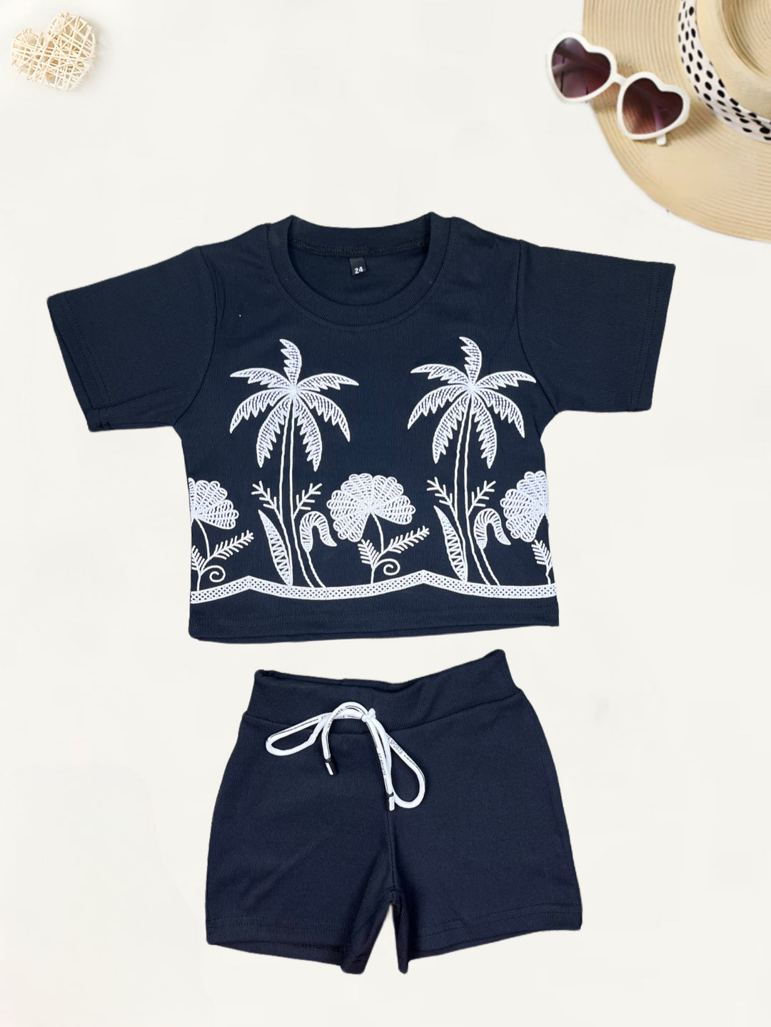 Girl's Causal Black Shorts Co-Ord  Set [GCS-7662] (4-12 Years)