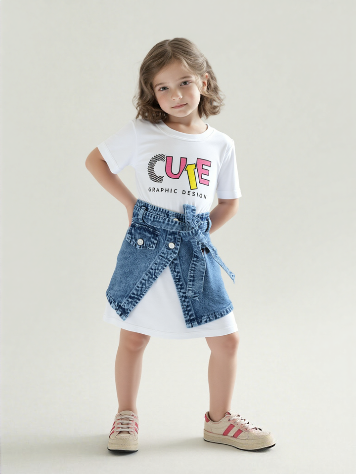 Girls White Imported Dress [GD-7634] (4-12 Years)