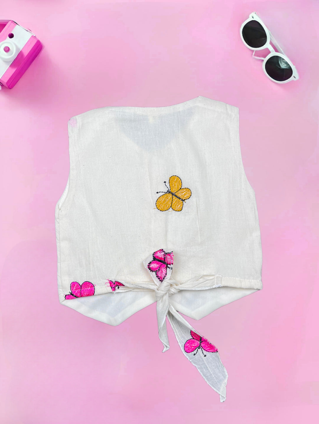 Girl's Yellow  Embroidered Cotton Co-Ord Set [GCS-7635] (1-12 Years)
