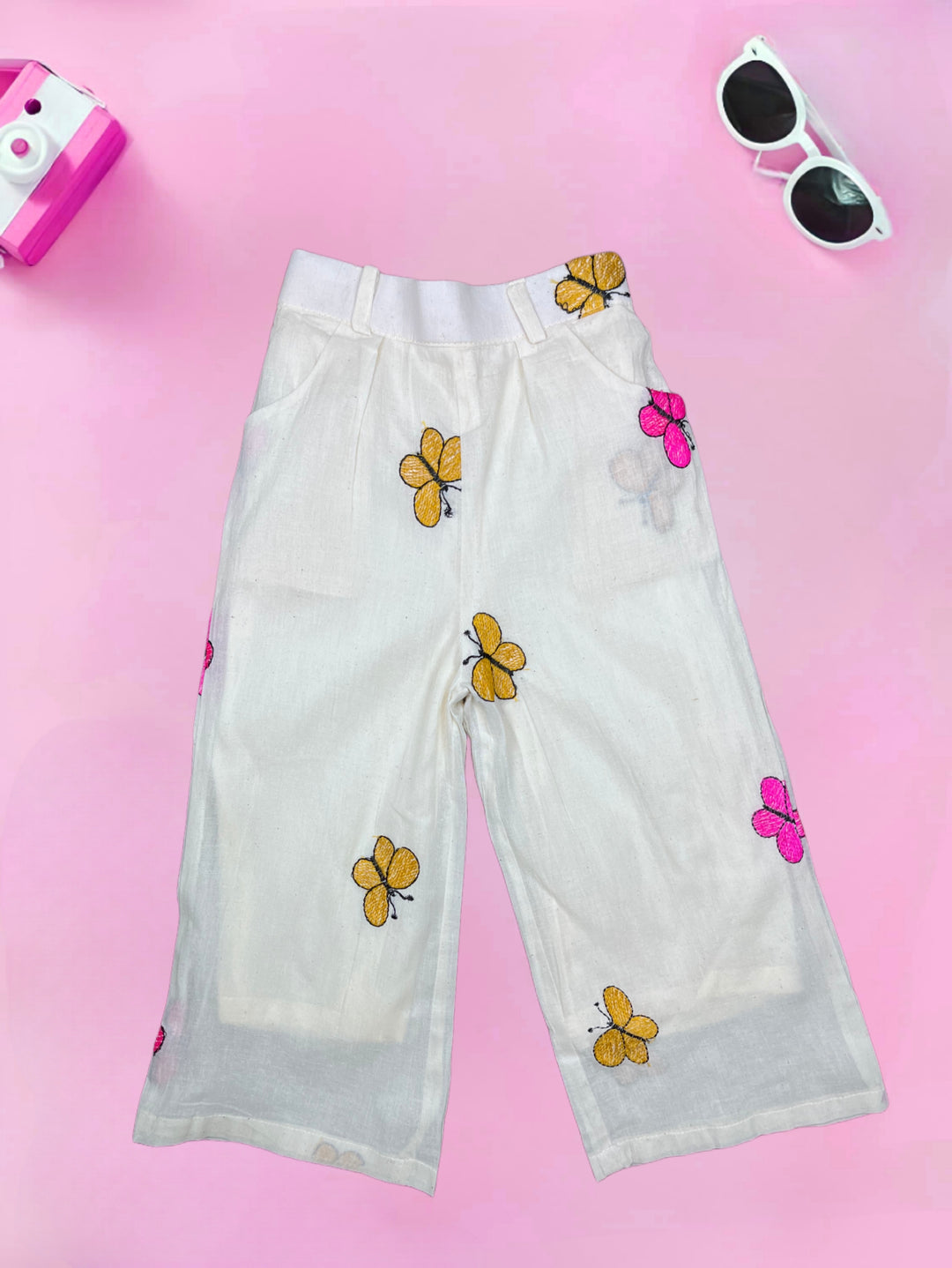 Girl's Yellow  Embroidered Cotton Co-Ord Set [GCS-7635] (1-12 Years)