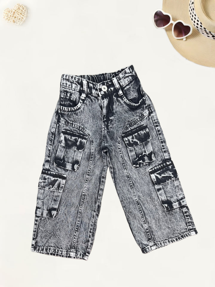 Girls Cargo Wide Leg Jeans [GJ-866] (1-12Years)