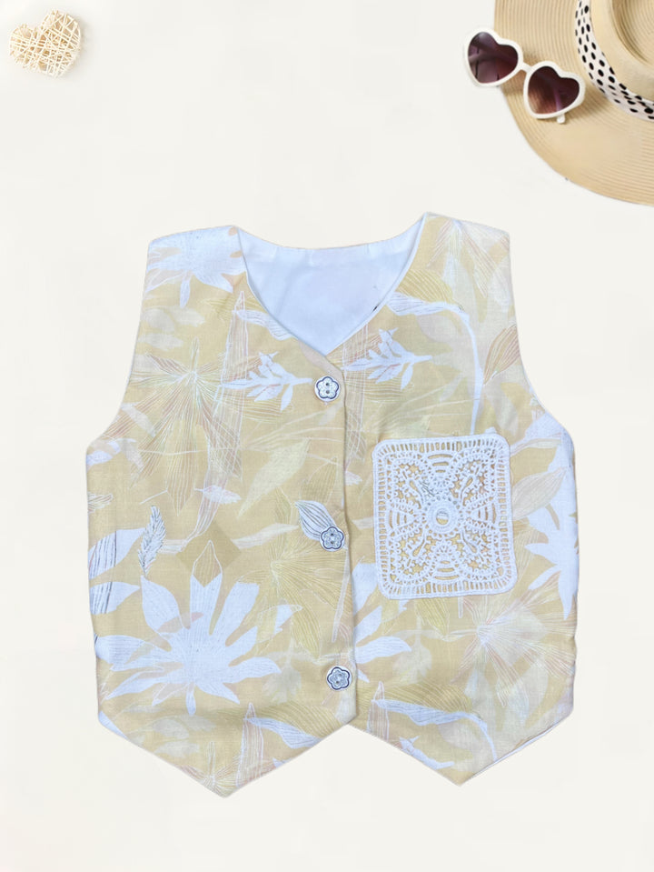 Girl's Yellow Cotton Co-Ord Set [GCS-7567] (4-12 Years)