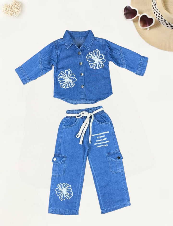 Girl's Soft Denim Co-Ord Set [GCS-7554] (4-12 Years)