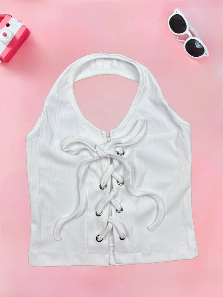 Girl Halter Neck White Top [GT-786]  (3-11 Years)