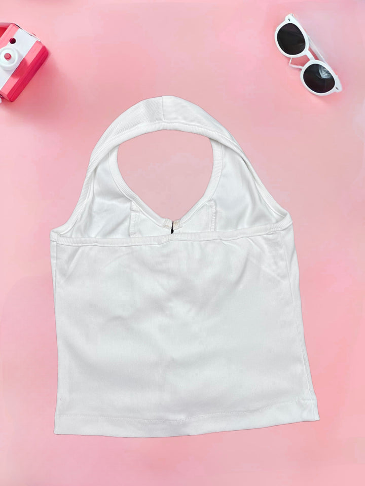 Girl Halter Neck White Top [GT-786]  (3-11 Years)