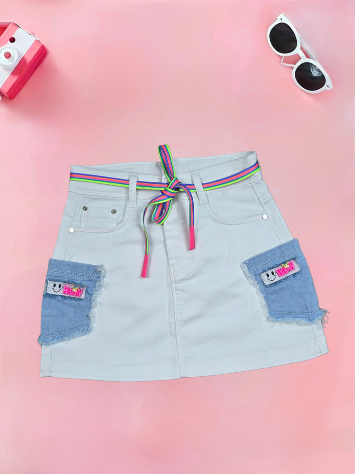Girl's Imported White Denim Skirt [GS-962] (6-12Years)