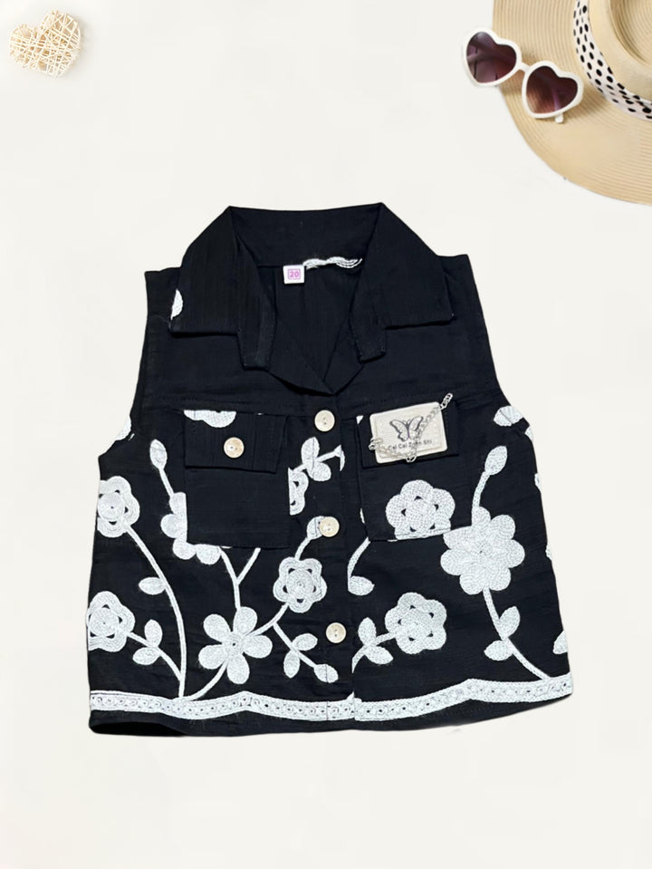 Girls Embroidered Black Co-Ord Set [GCS-7434] (1-6Years)