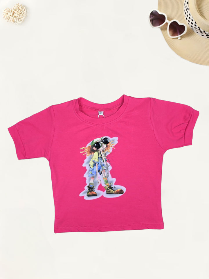 Girls Imported Pink Over Size T-Shirt  [GT-724] [ 4-12 Years ]