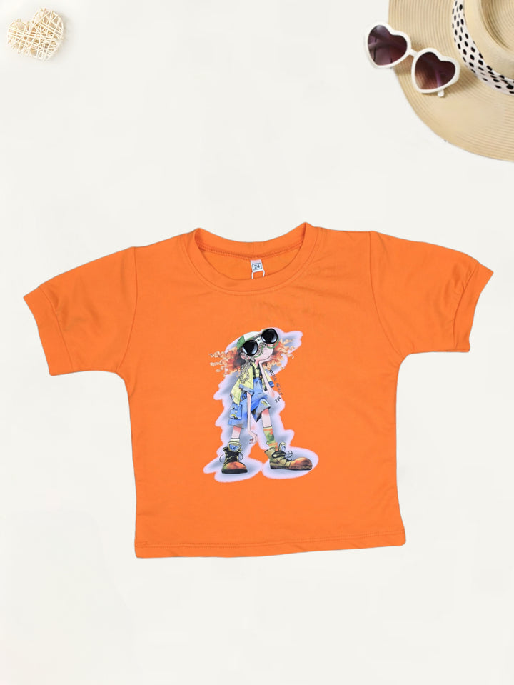 Girls Imported Orange Over Size T-Shirt  [GT-618] [ 4-12 Years ]
