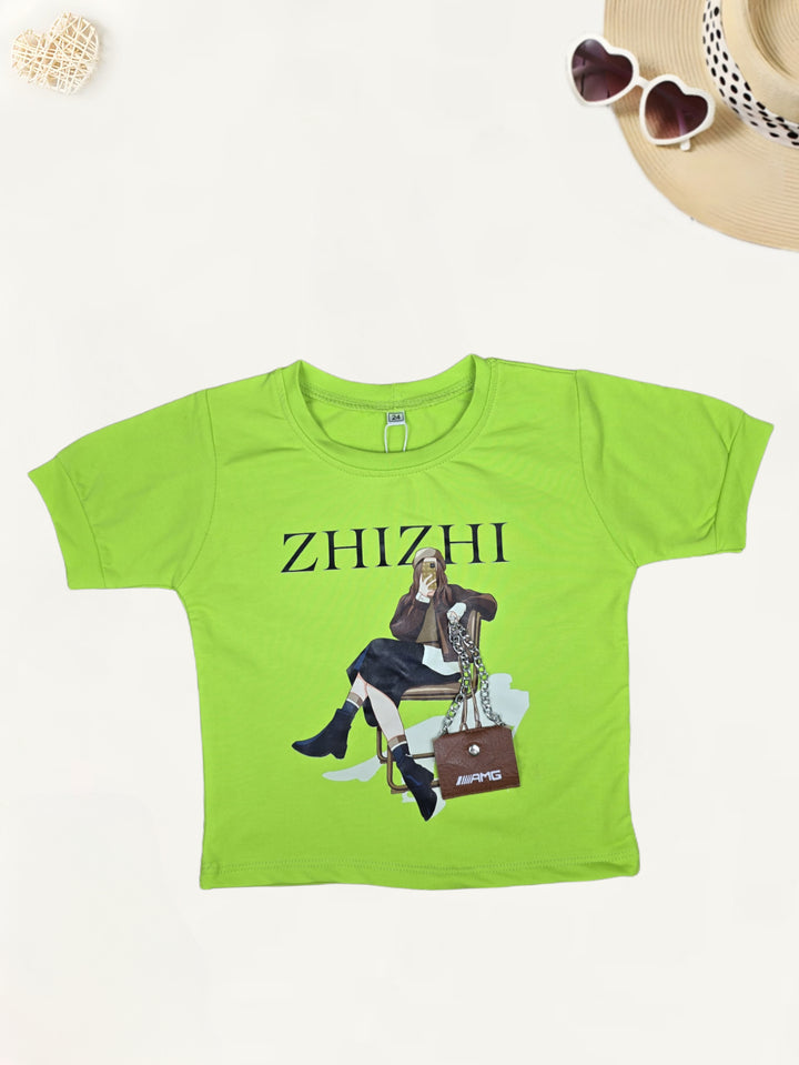 Girls Imported Green Over Size T-Shirt  [GT-785] [ 4-12 Years ]