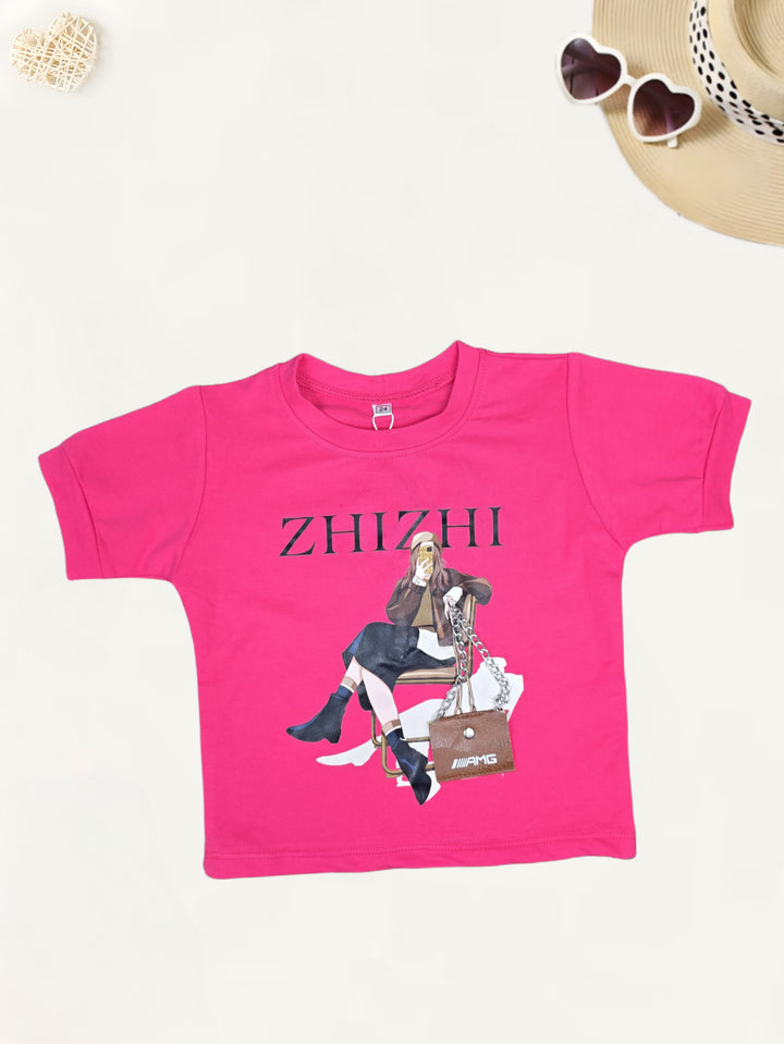 Girls Imported Pink Over Size T-Shirt  [GT-795] [ 4-12 Years ]
