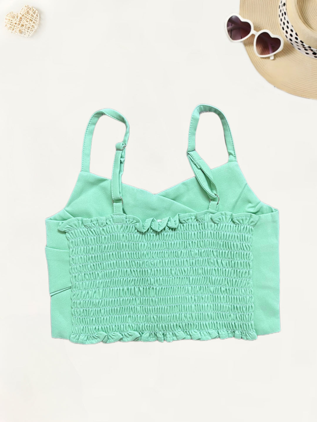 Girls Green Spaghetti top[GT-457] [9M-13 Year]