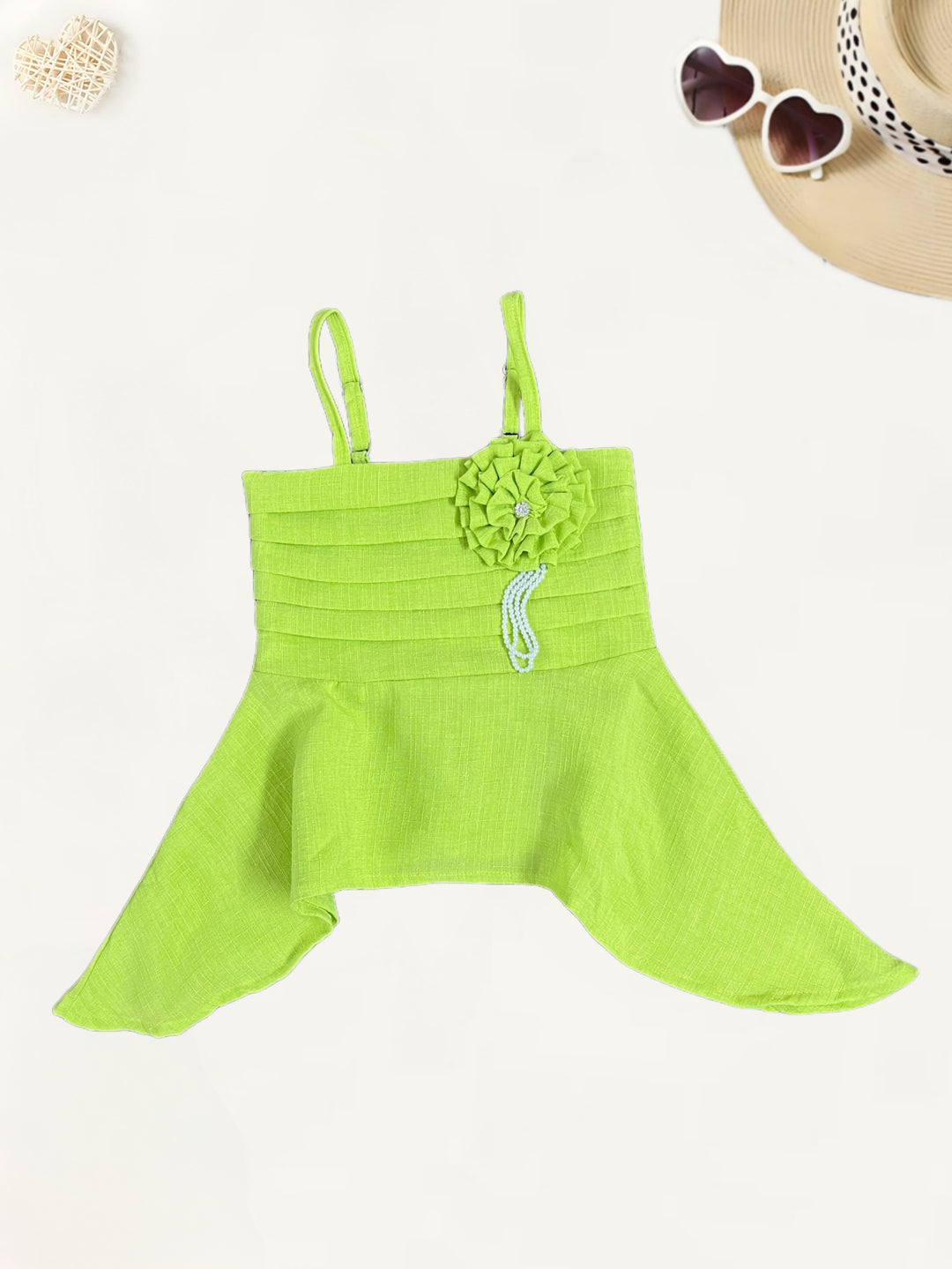 Girl's Party Wear Neon Green Co-Ord  Set [GCS-7294](3-10 Years)