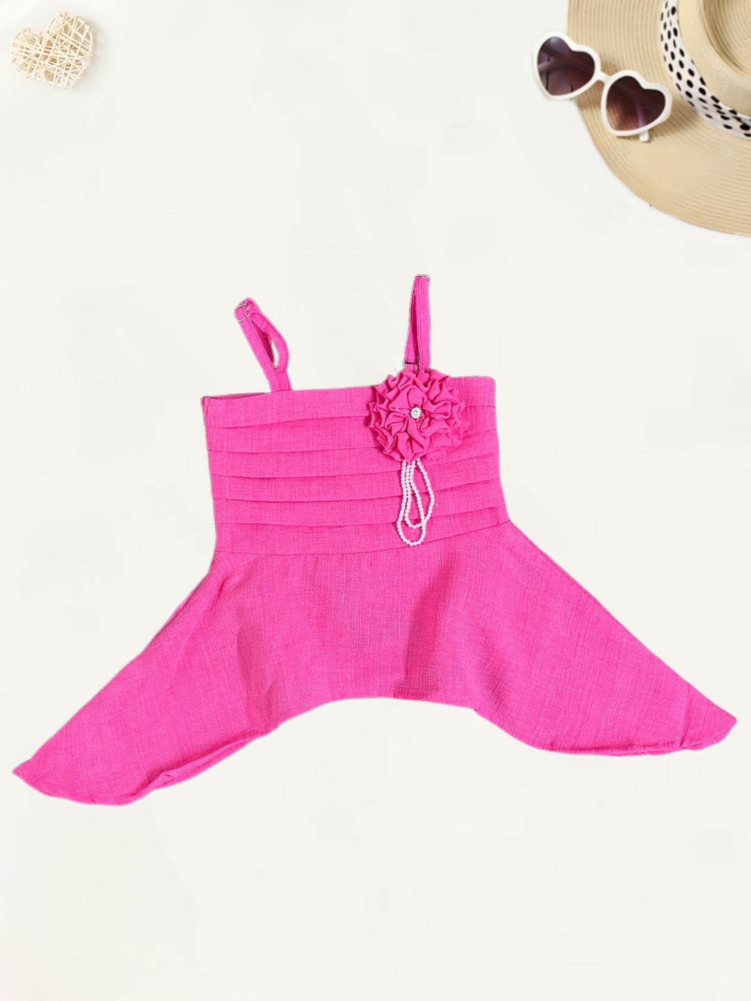 Girl's Party Wear Hot Pink Co-Ord  Set [GCS-7293](3-10 Years)
