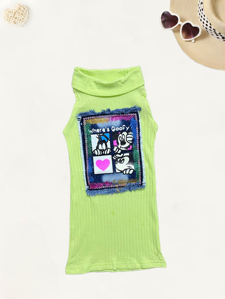 Girls Hooded Neon Green 2 Piece Dress [GD-7289] (1-6Years)