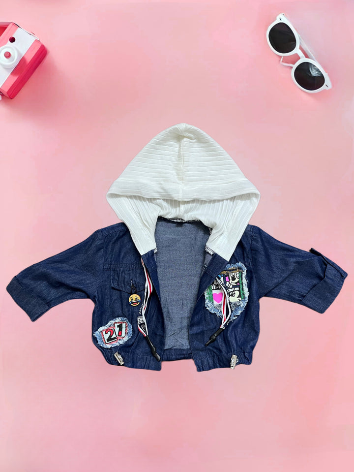 Girls Hooded White 2 Piece Dress [GD-7288] (1-6Years)